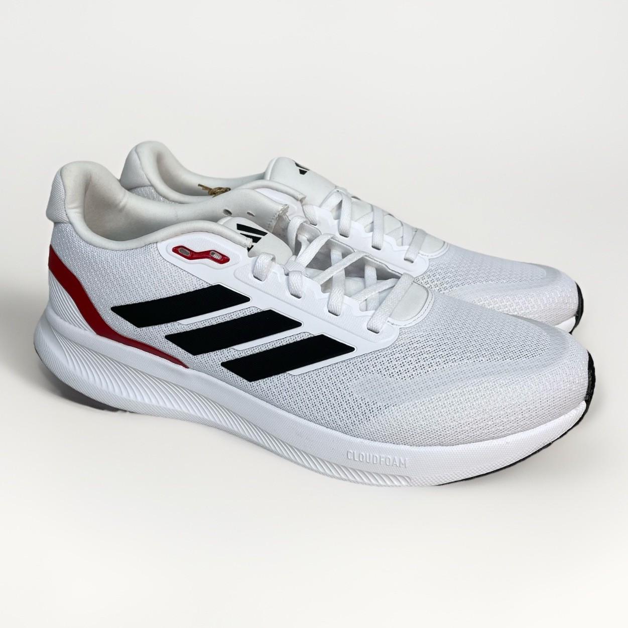 Adidas Runfalcon 5 Men’s Sz 8 White Black Red Scarlet Jog Walk Shoes IE8818 New