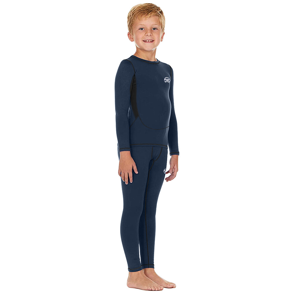 Boy’s Winter Fleece Lined Thermal Underwear Set Long Johns Top Bottom Soft Warm