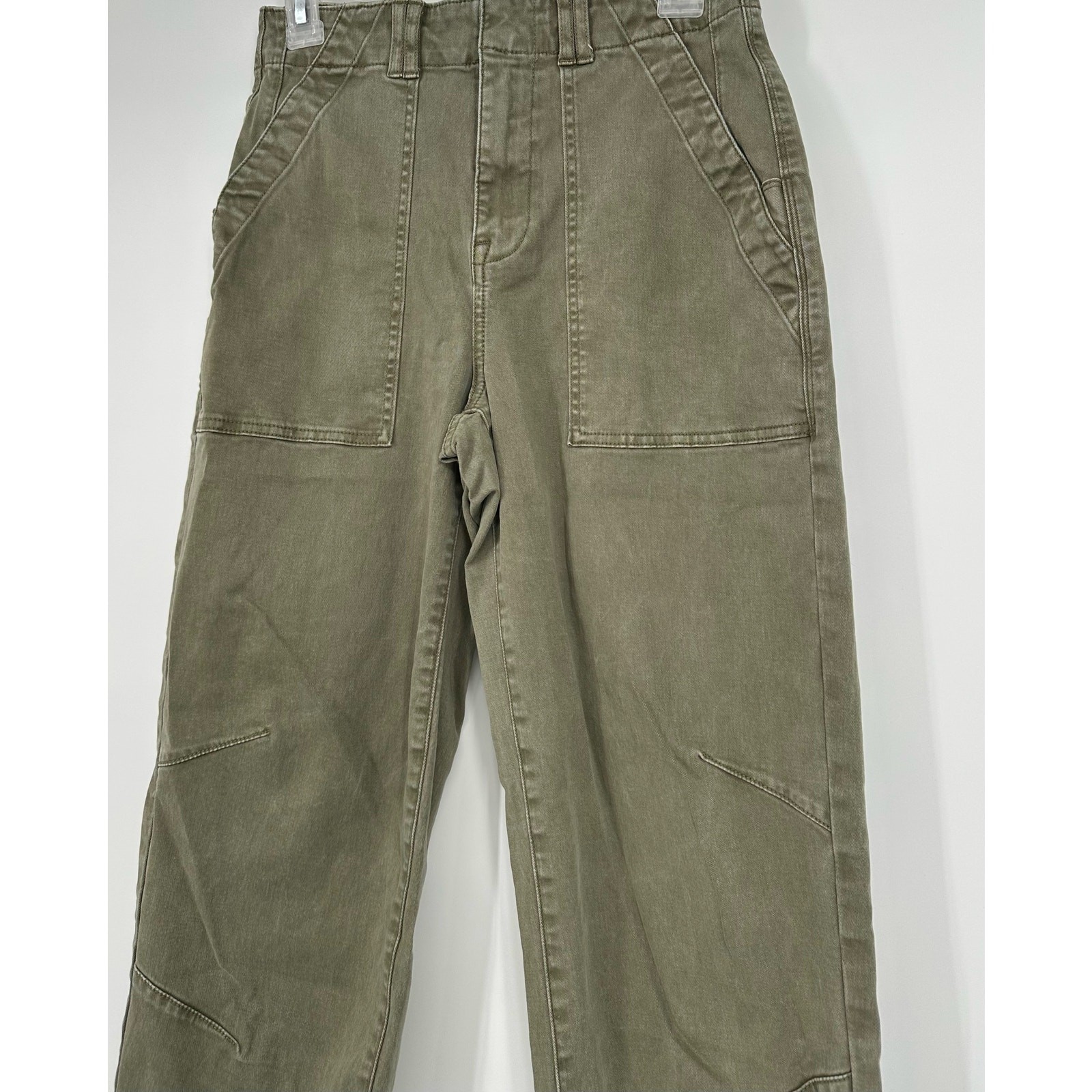PISTOLA Pamela High Rise Straight Trouser in Dark Olive