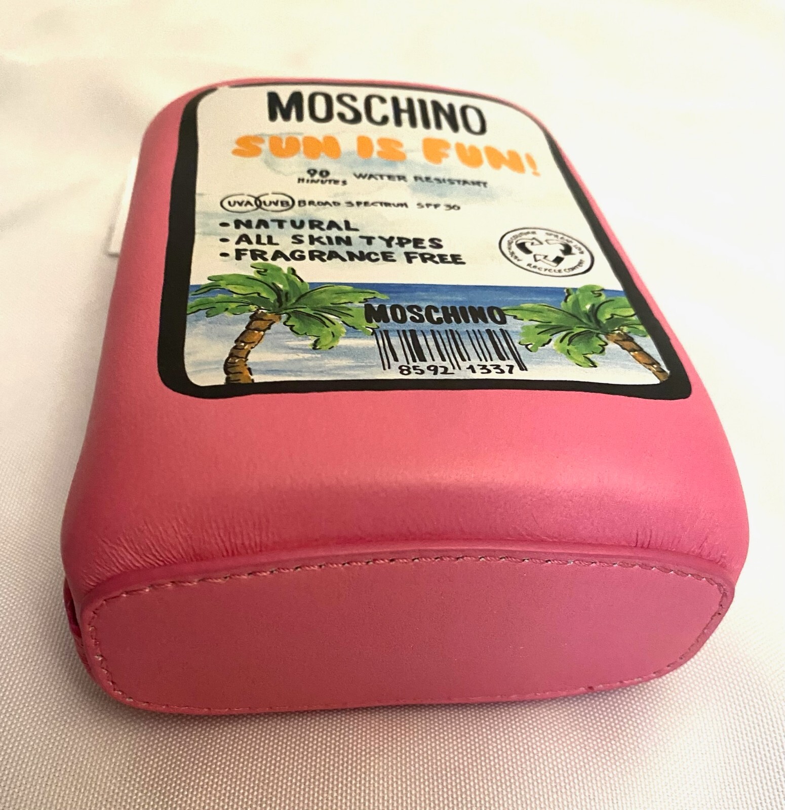 MARCH SPECIAL! SS23 MOSCHINO COUTURE Tan Pink Leather Sunscreen Shoulder Bag