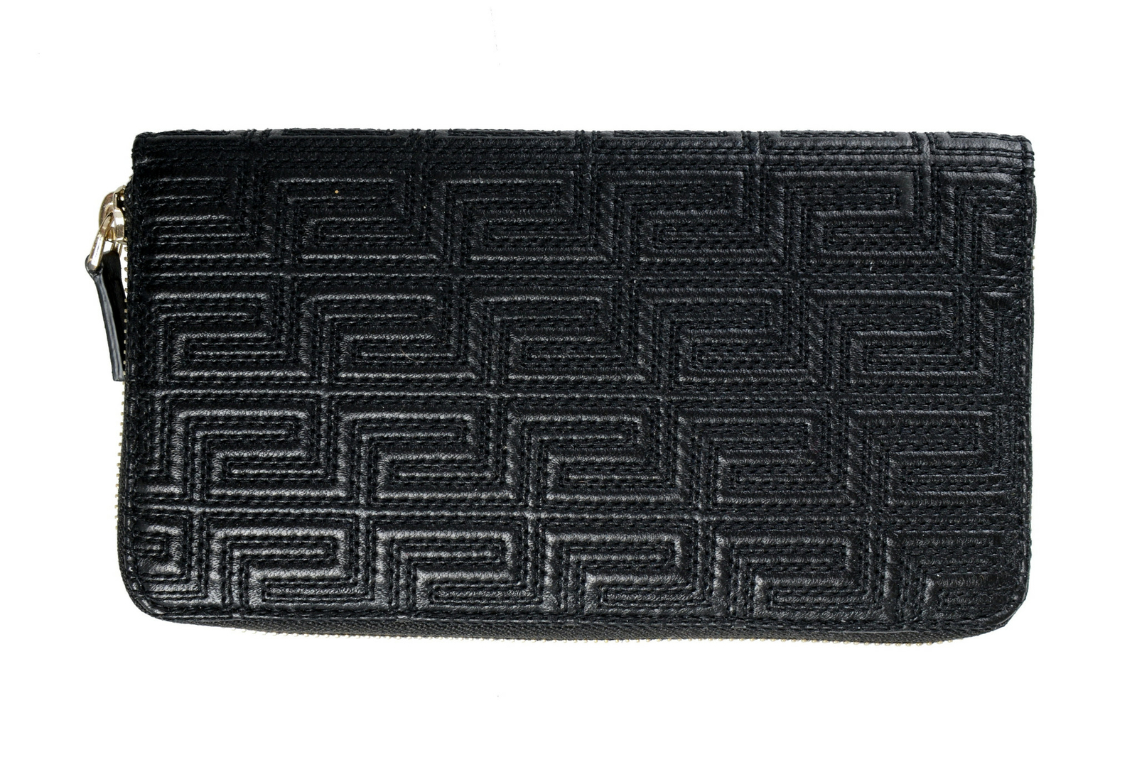 Versace Women’s Black 100% Textured Leather Zip Around Wallet