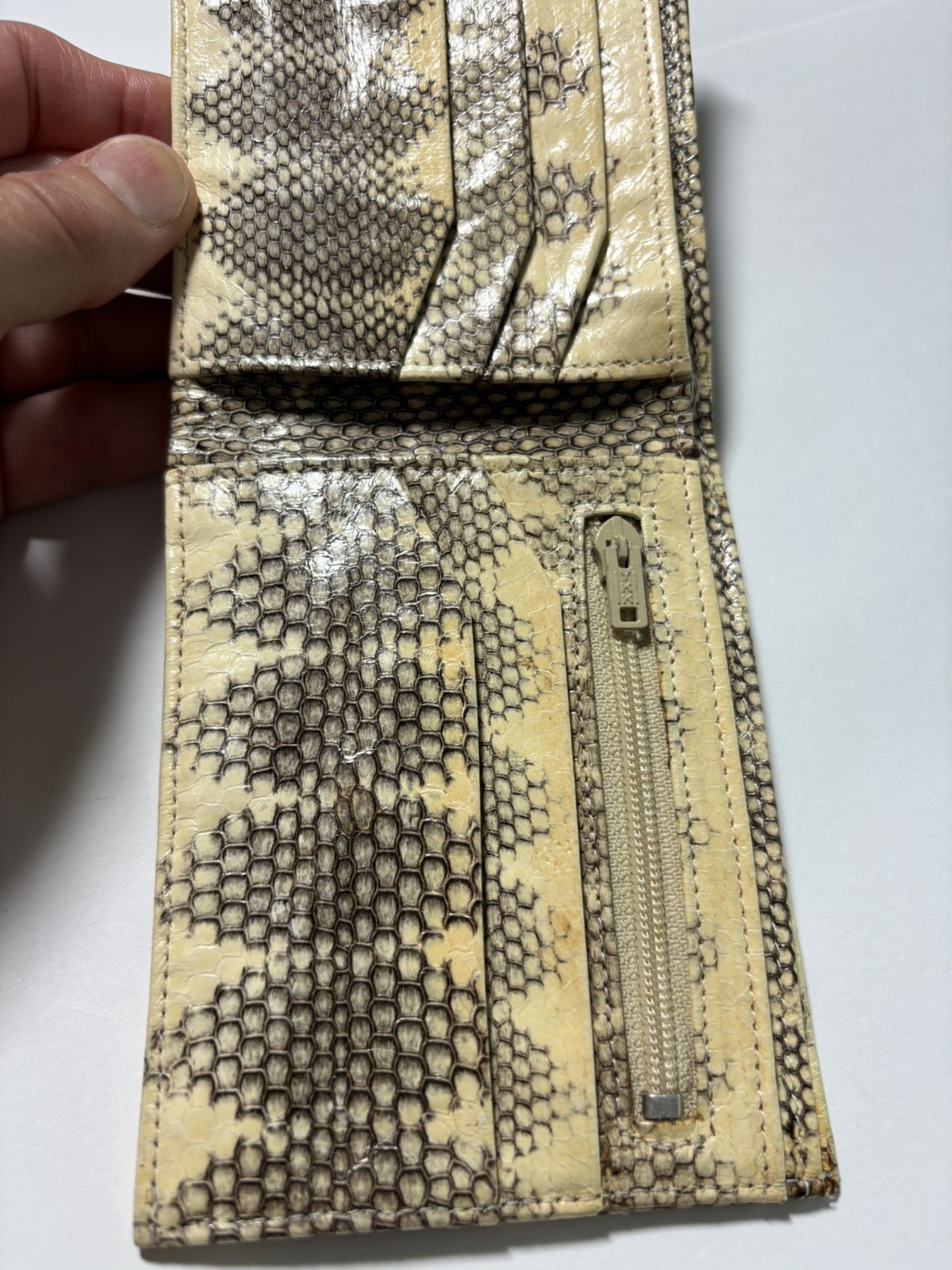 Men’s Genuine Python Snake Skin Vintage Wallet, Bifold Snakeskin Exotic Leather