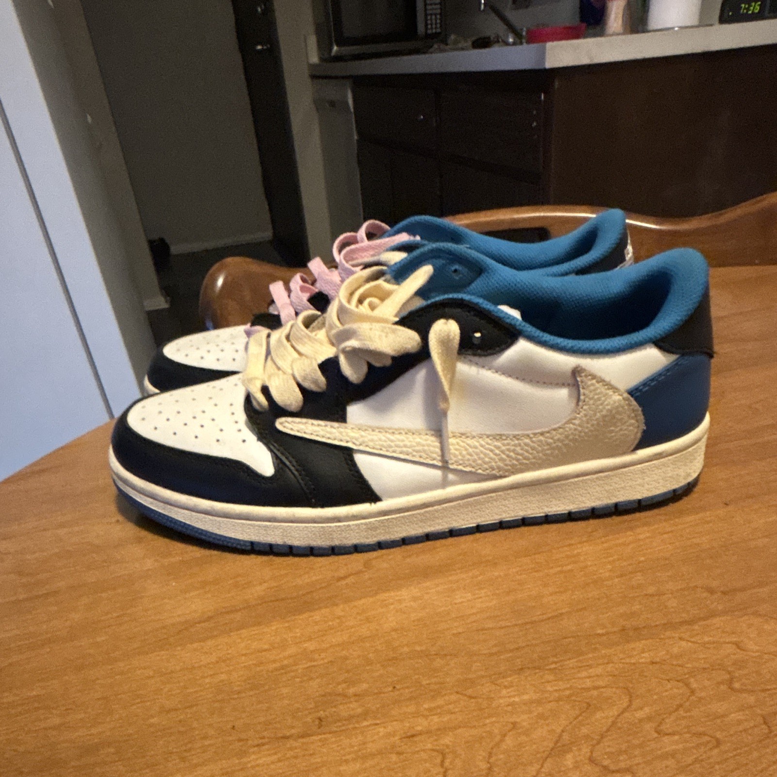 Jordan Air Jordan 1 Low Low Top Colorblock Sneakers w/ Pink & Beige Laces