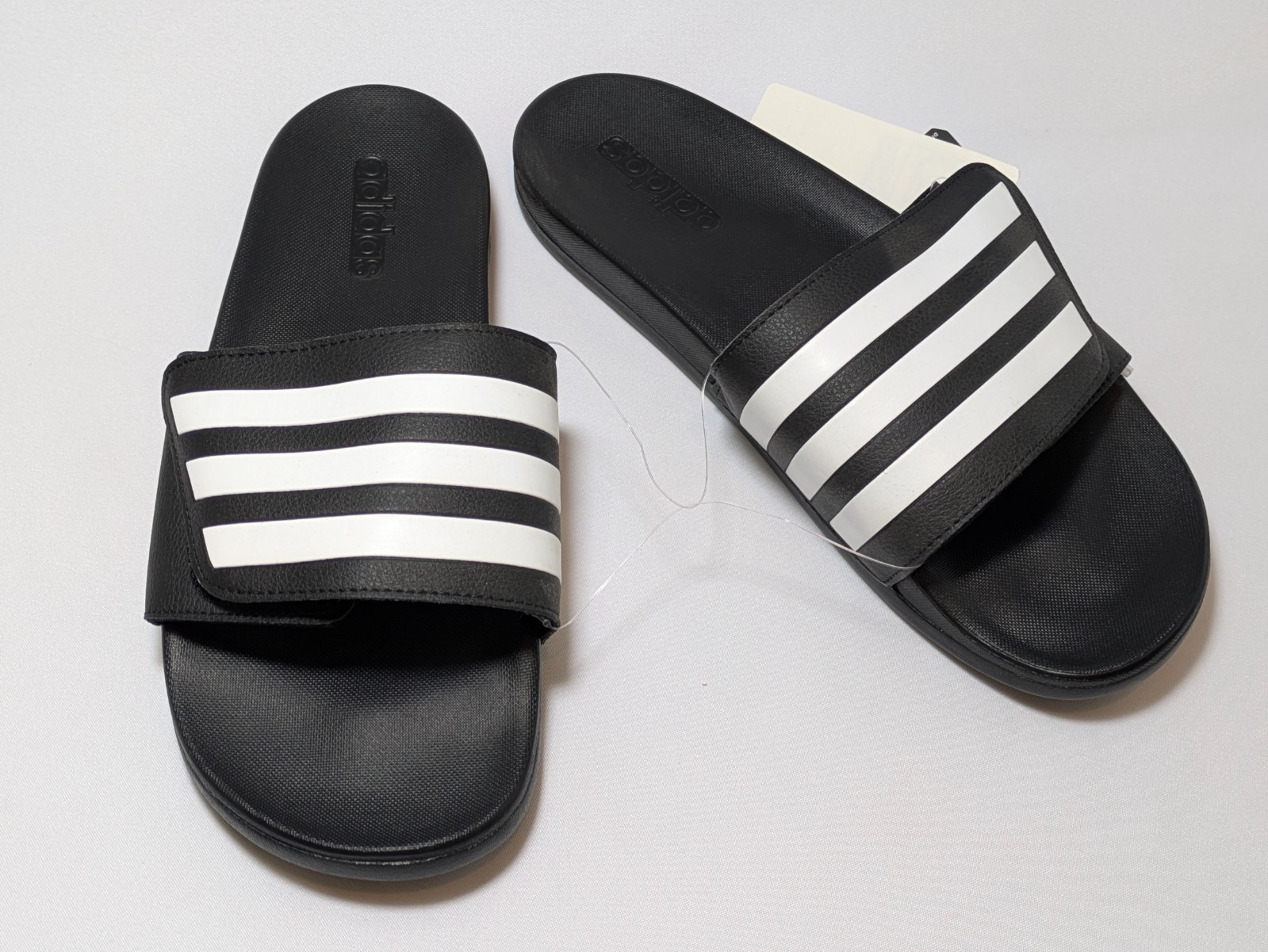 adidas Adilette Comfort ADJ Adjustable Men’s Slides Black White Striped New