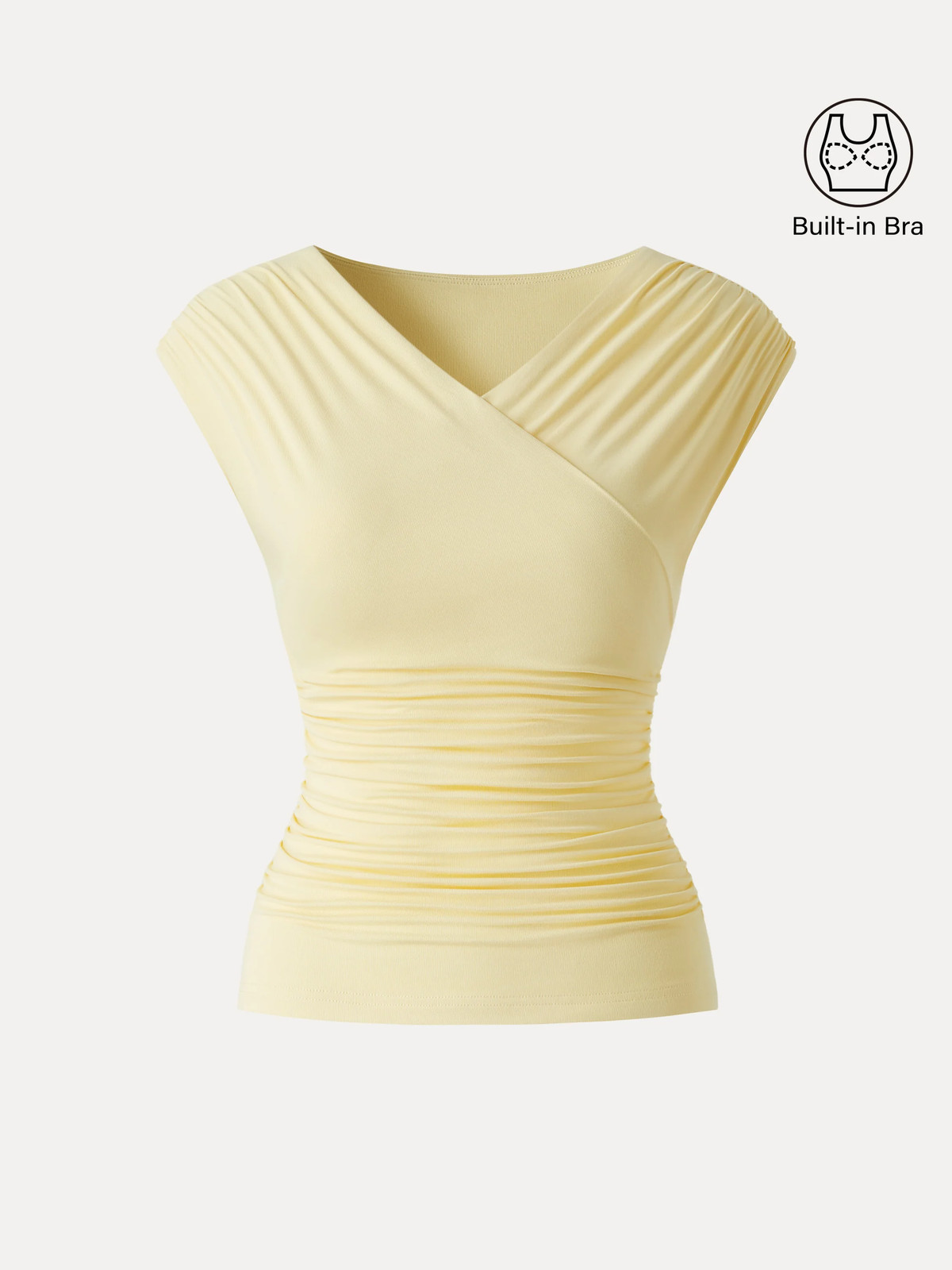 New Arrival OGLMOVE Ruched Surplice V-Neck Bra Top Stretch Fit