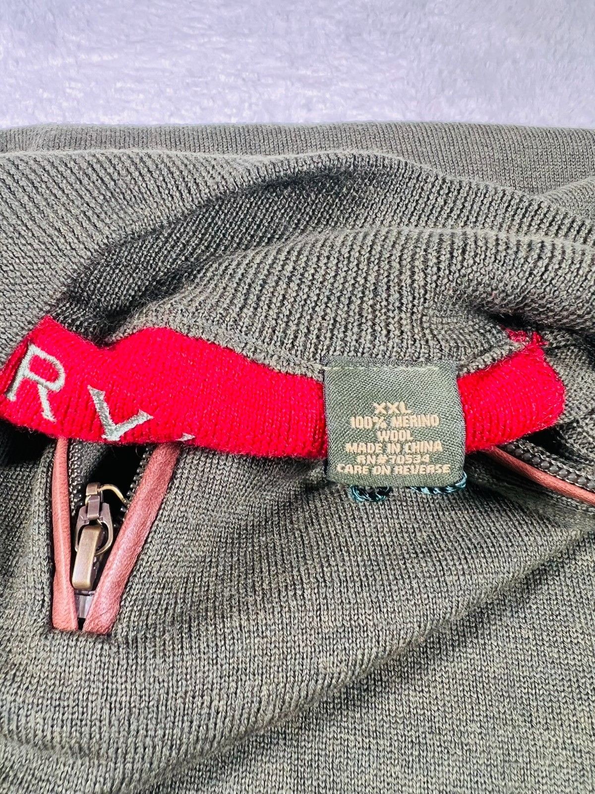 Orvis Merino Wool Quarter Zip Sweater Pullover Zip Neck Green Mens XXL NWT