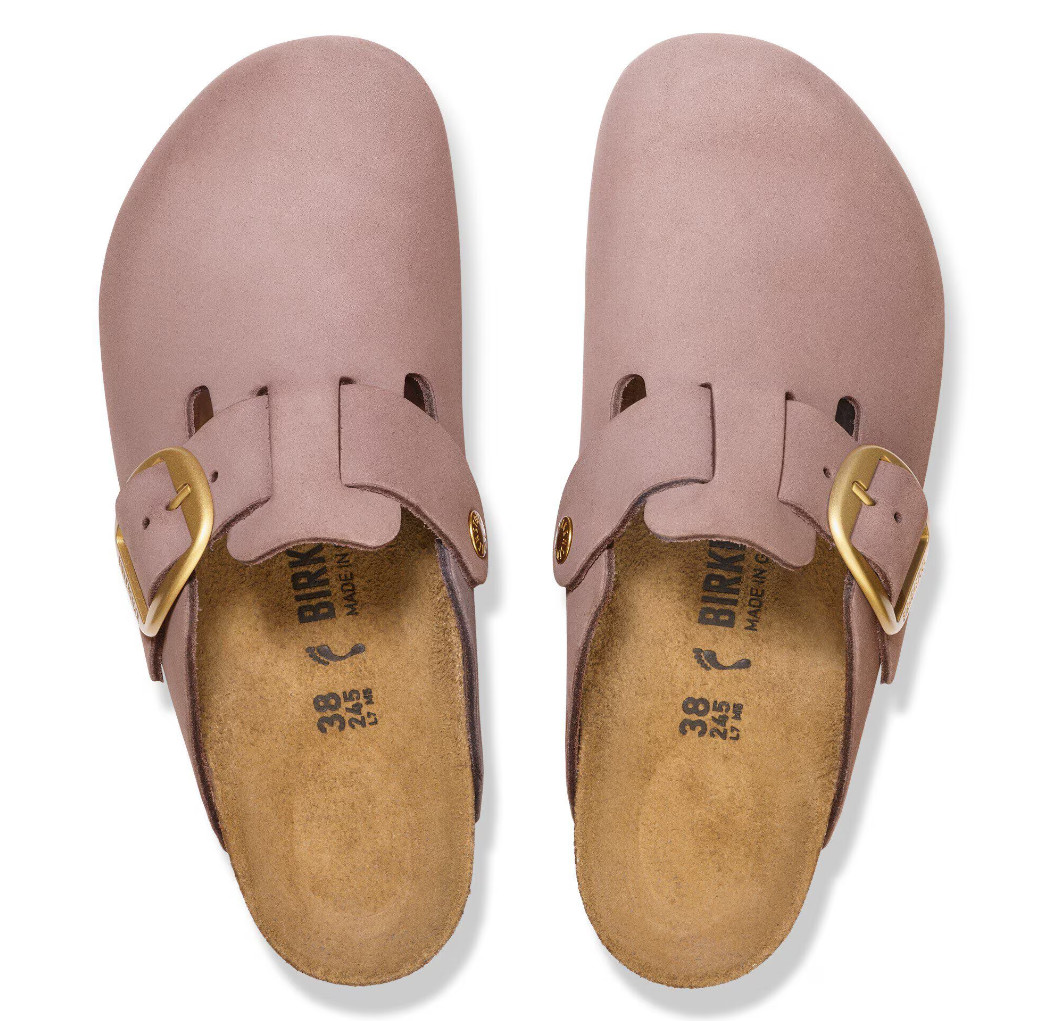 Birkenstock Boston Big Buckle Nubuck Leather Women’s Clog Sandals -Narrow 37-41