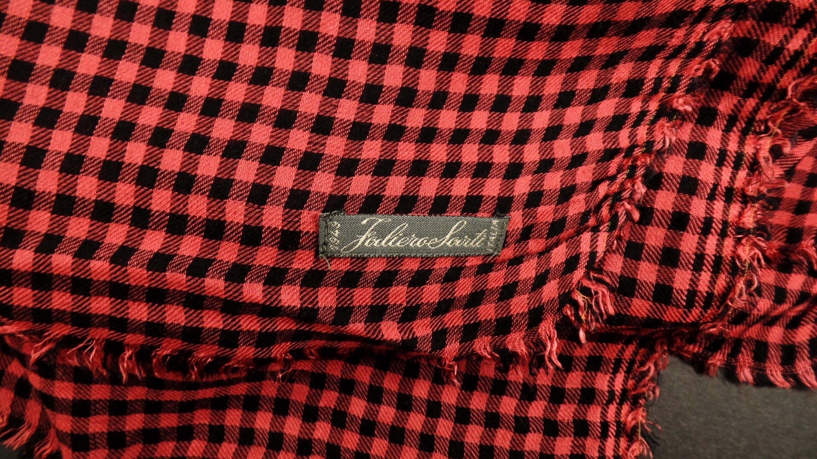 Faliero Sarti Scarf Black Red Check 78 inches by 60 inches