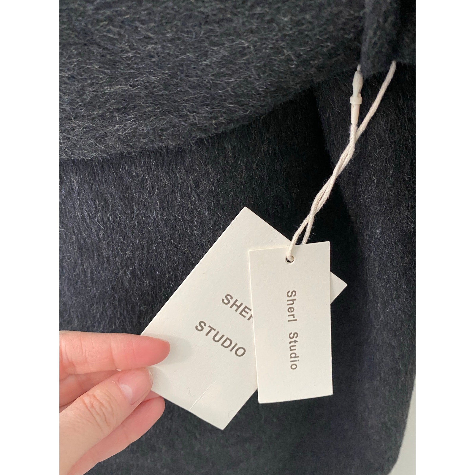 Sherl Studio 100% Wool Blend Belted Wrap Coat, Gray Minimalist, Size Small