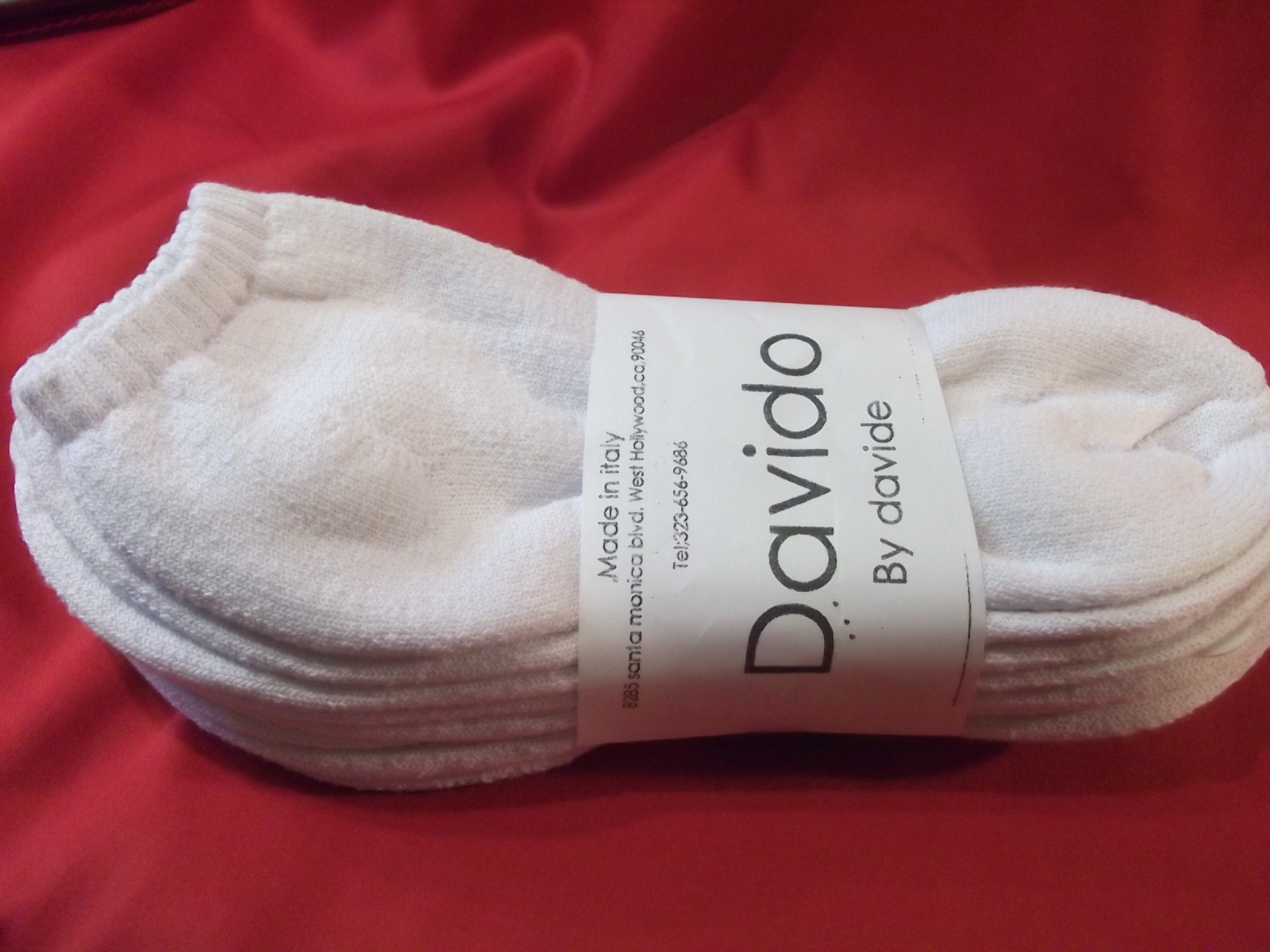 Davido Mens socks ankle 100% cotton made in Italy black or white 4 pairs causal
