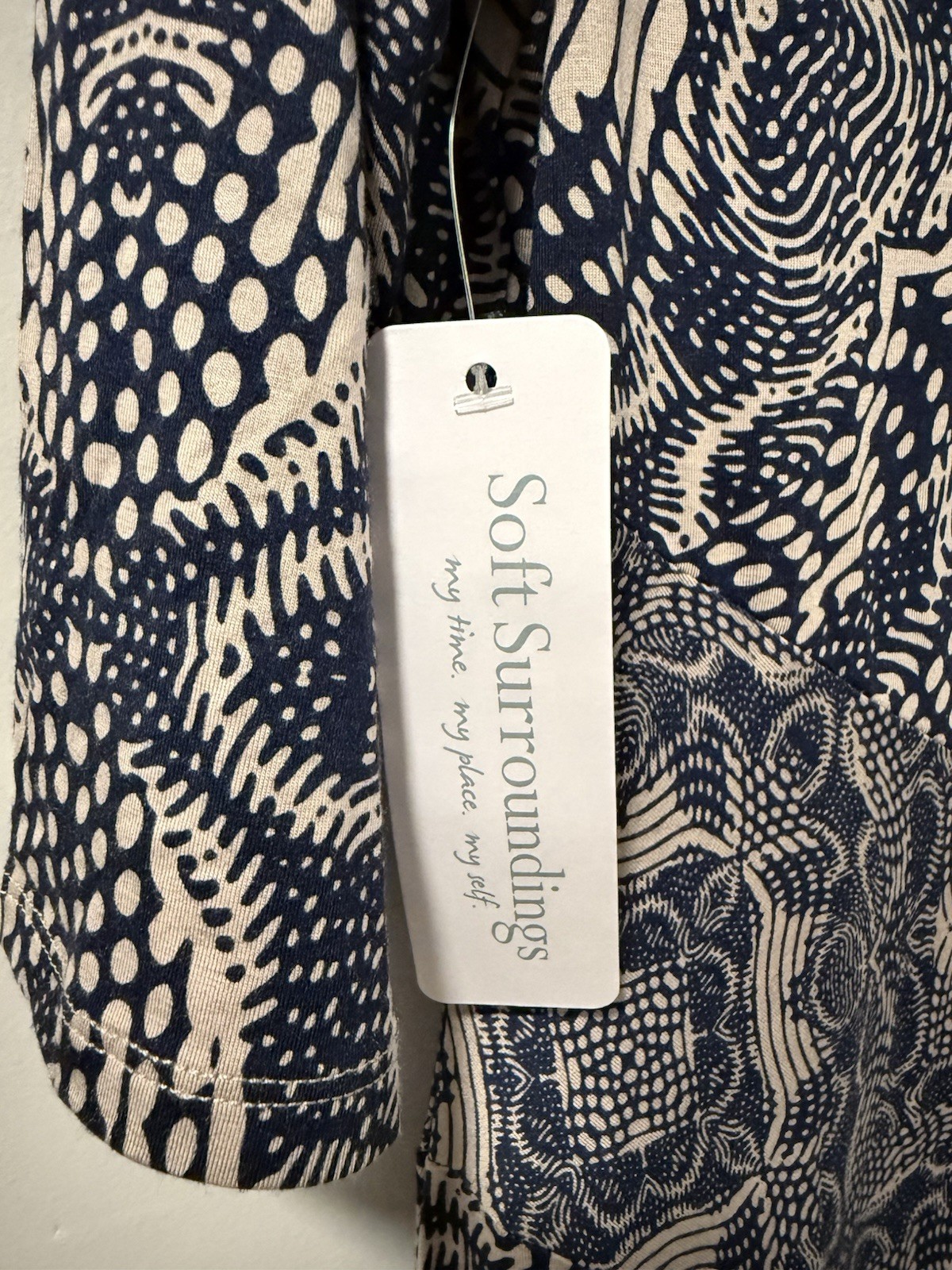 Soft Surroundings Juliette Jersey Maxi Dress Dark Navy Neutral Tile Med NWT $140