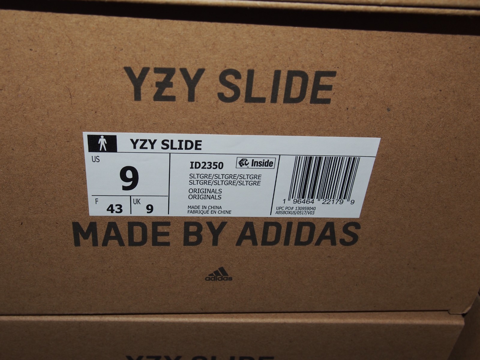 Adidas x YEEZY Slide “Slate Grey” ID2350 Men’s size 9 US