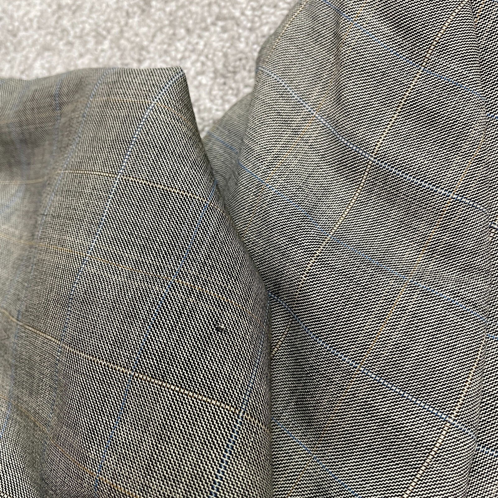 Haspel Wool Silk Suit Blazer Jacket Mens 42R Gray Plaid Single Vented Lined Work