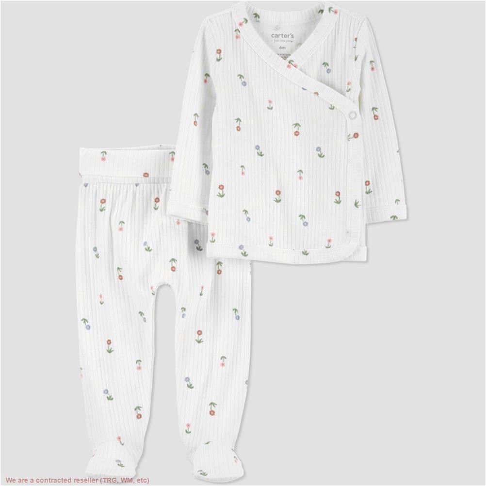 Carter’s Just One You Baby Girls’ 2pc Ivory Floral Cardigan Set – 3M