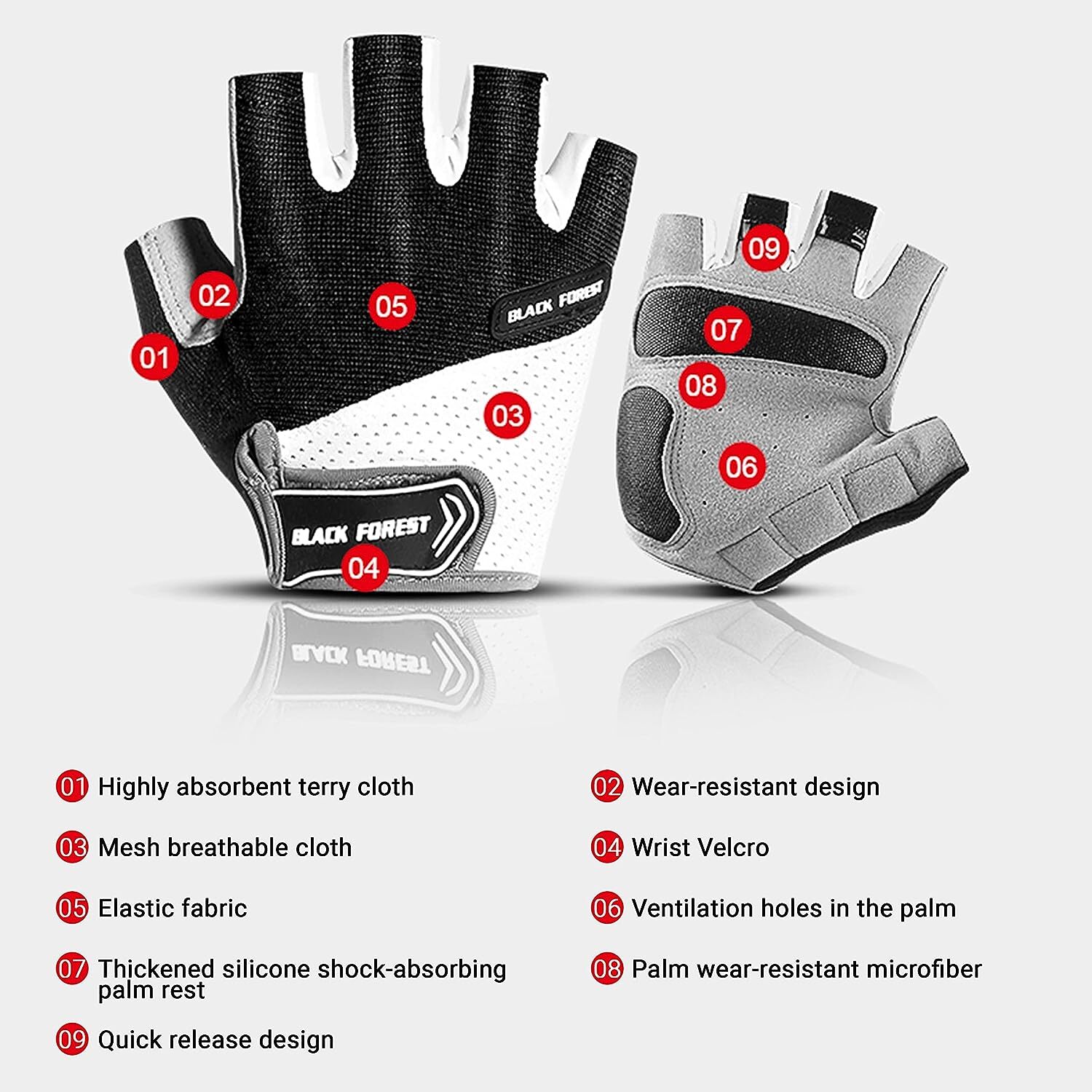 Mountain Bike Cycling Gloves Half Finger Gel Pad Anti Slip Shock Absorbing Glove