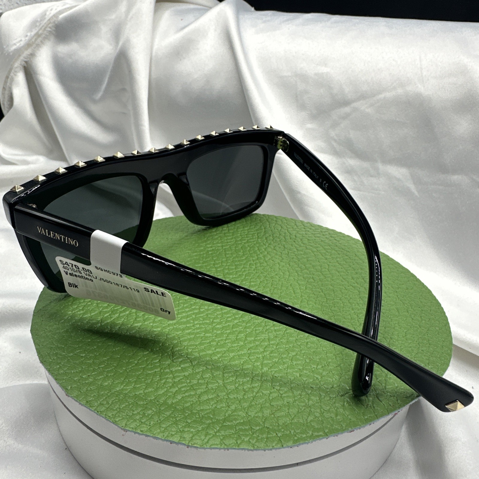 NWT VALENTINO Black/Grey /Gold spikes Sunglasses. NO case.#BL2107270. See pics.