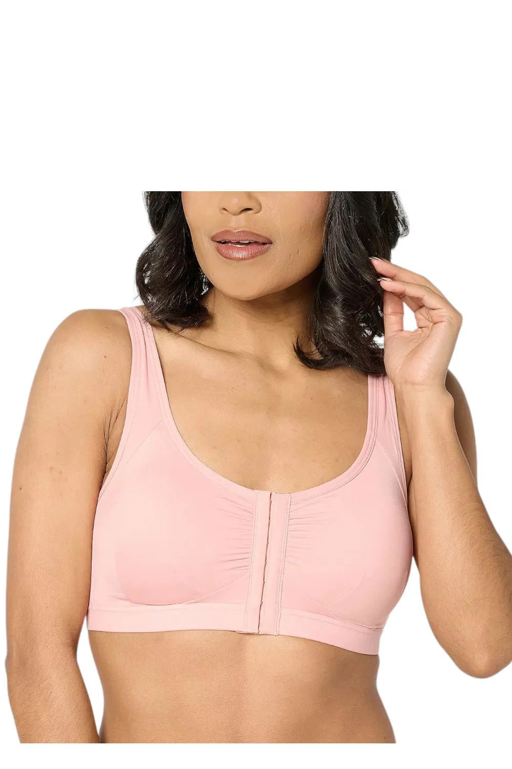 AnyBody Intimates Lycra Front Closure Wirefree Bra Rose Tan