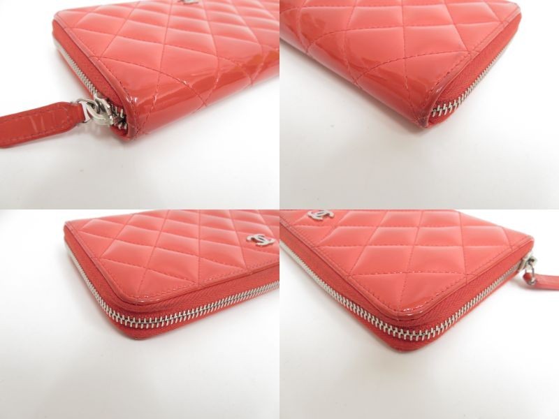 Authentic CHANEL CC Matelasse Patent Leathe Zip Around Zippy Long Wallet S#53179