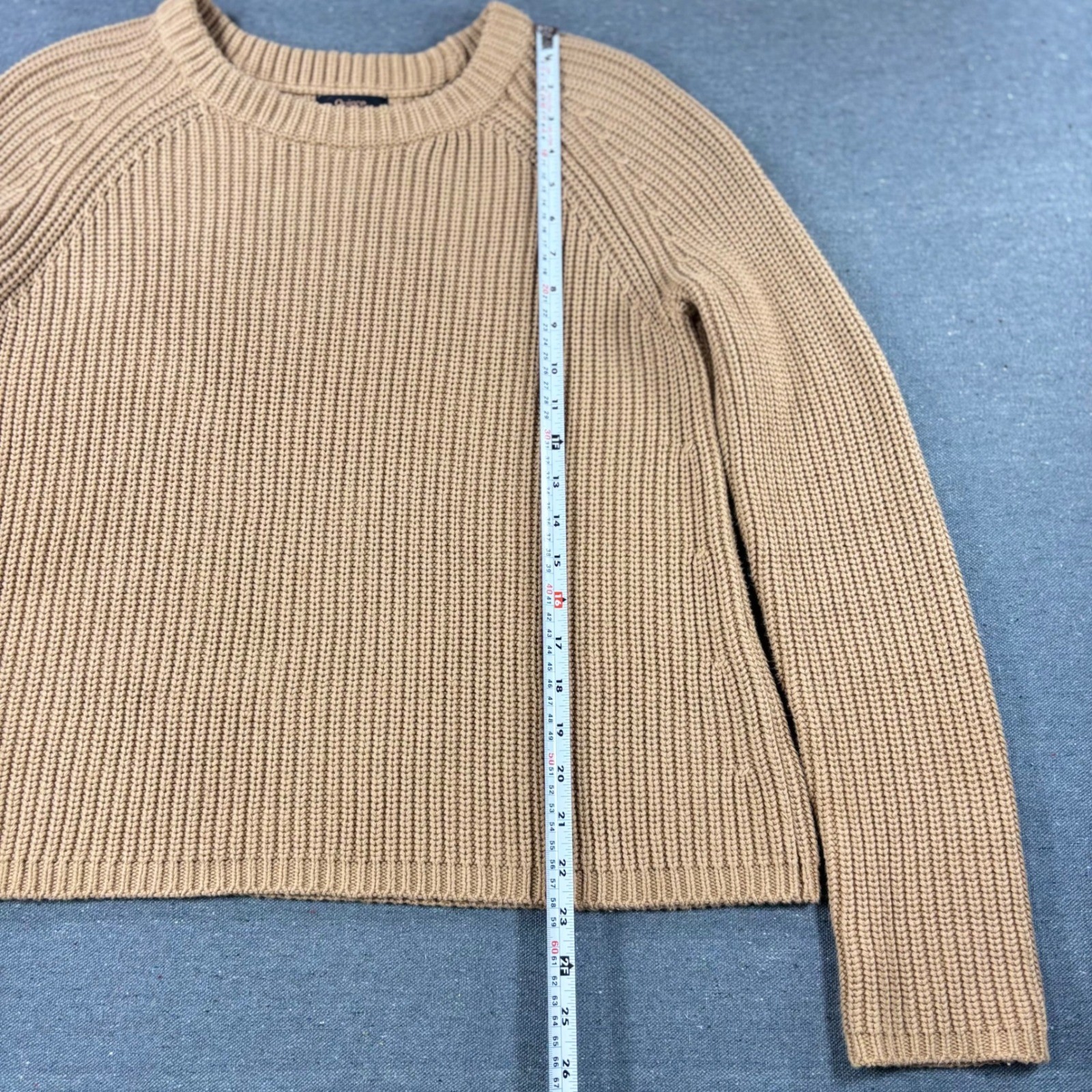 Quince Sweater Womens Small Tan Raglan Sleeve Shaker Stitch Knit Crewneck