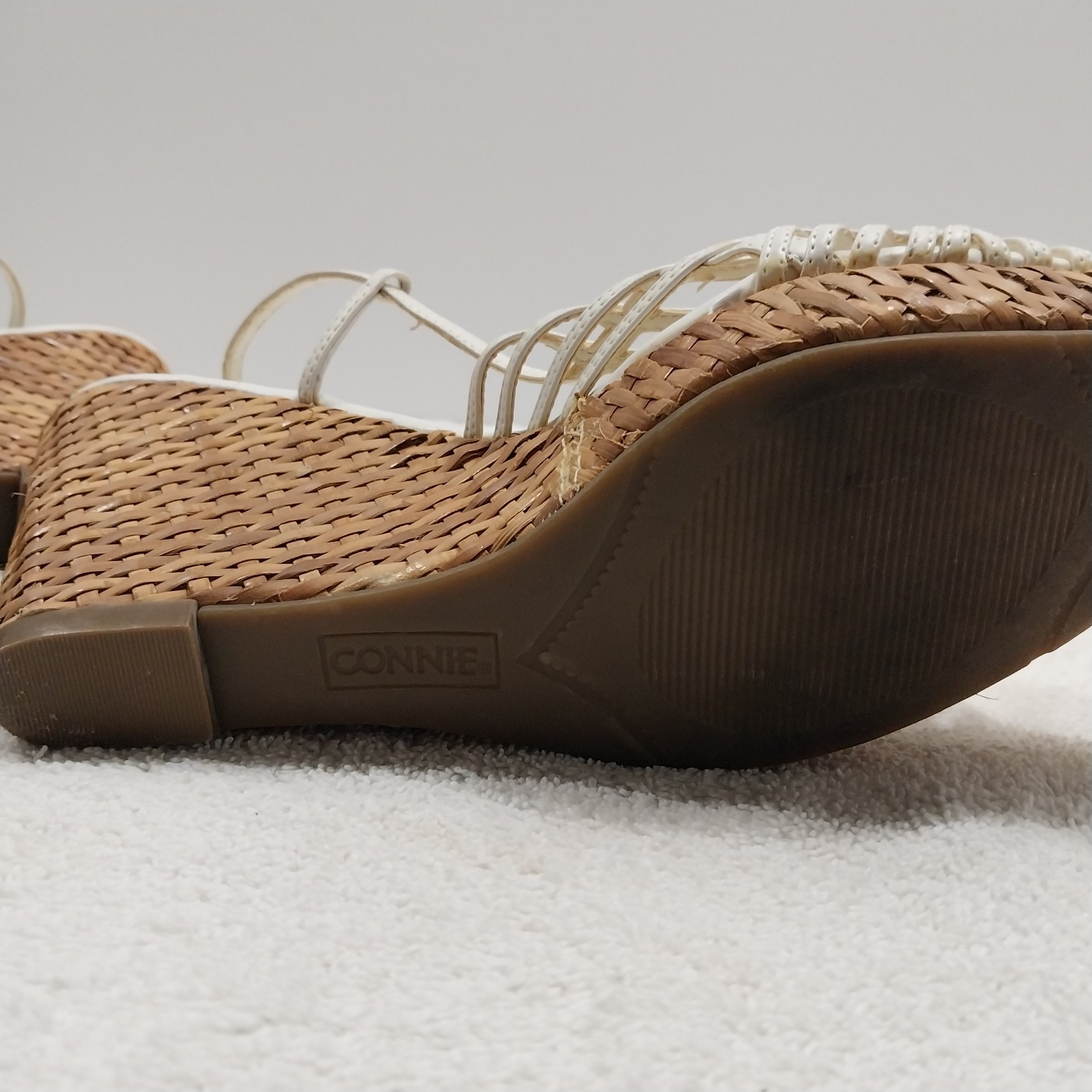 Vintage Connie Heels Size 8M White Straps #C002