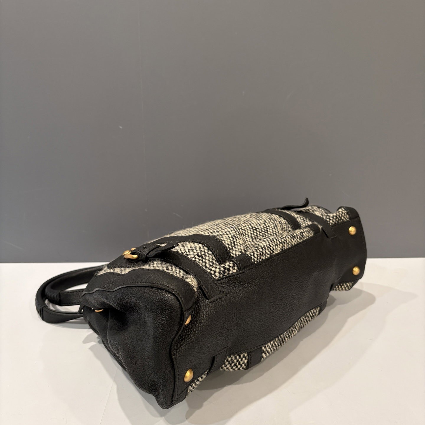 Miu Miu Handbag Grey Black Calfskin Tweed (xd031926a6)