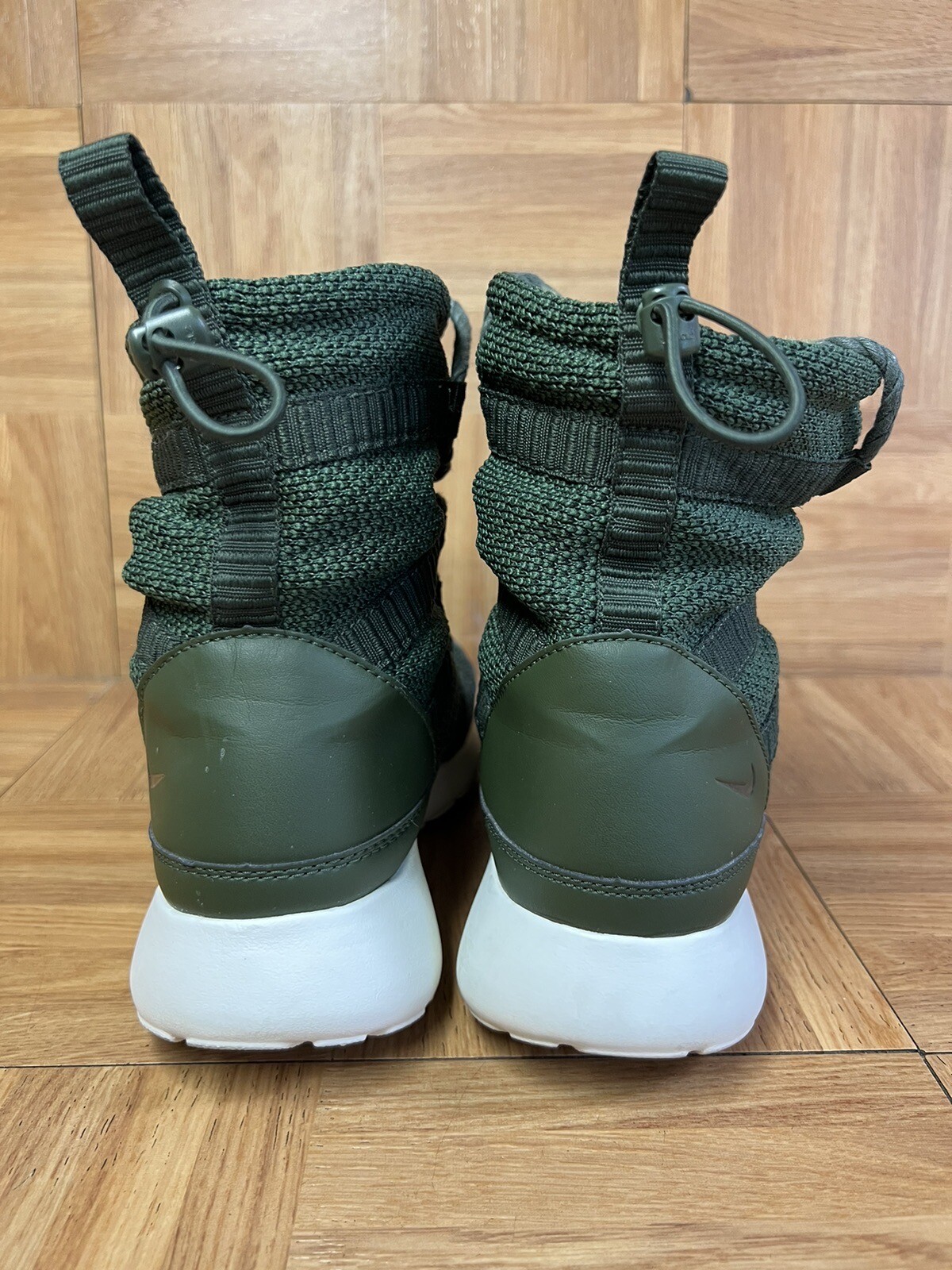 RARE🔥 Sz 7 – Nike Roshe One Green Sherpa Lined High Top Shoe Bomber 807424-300