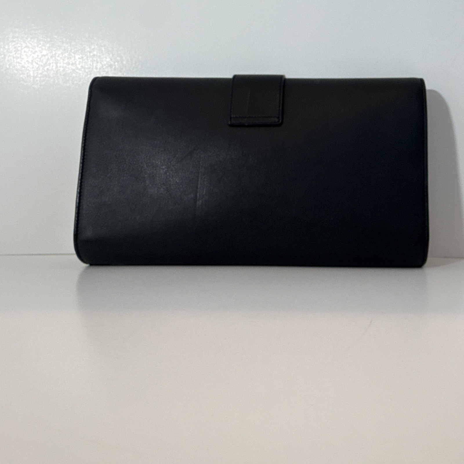 Saint Laurent Black YSL Logo Clutch w/ Gold Tone Hardware Magnetic Closure