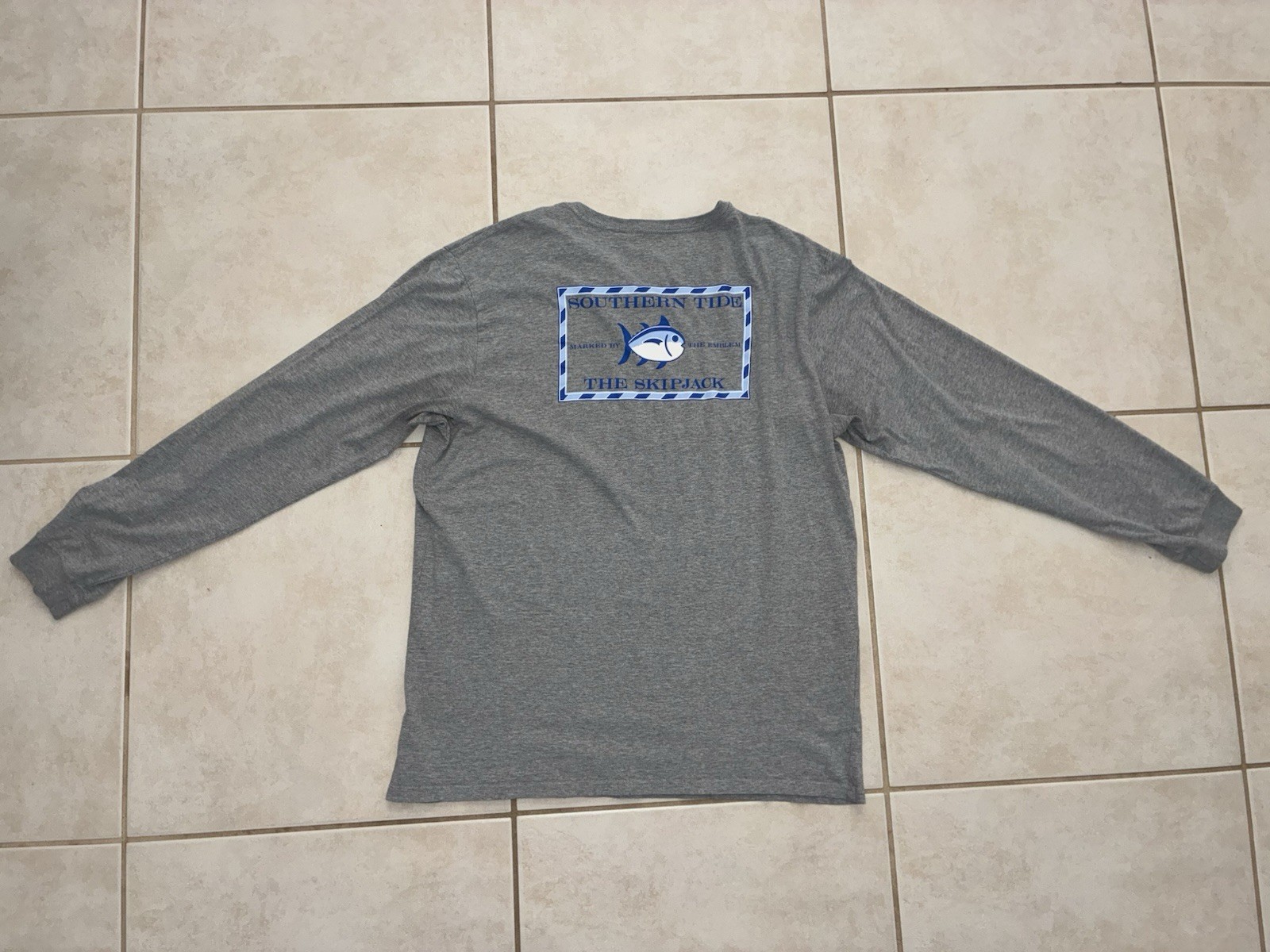Southern Tide Original Skipjack Long Sleeve Graphic T-Shirt Mens XL Gray Cotton