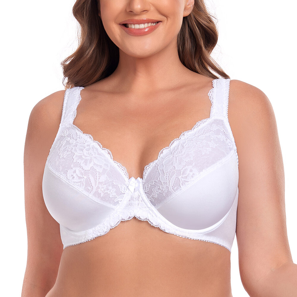 Underwire Full Coverage Bra Wide Straps Support Panel Plus Size 32-54C-F G H I J