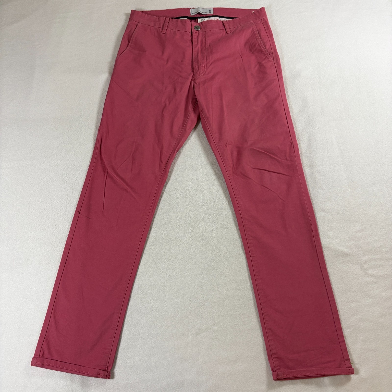 Mens Slim Chino Pants Pink 32×32 Fits Like 34 X 31 Stretch Preppy Casual Flat