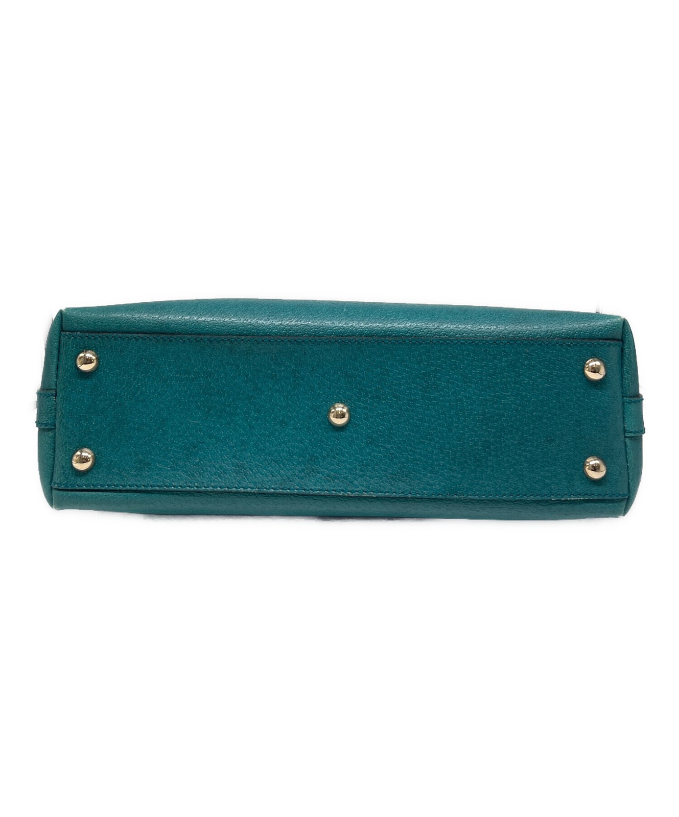 Gucci Turquoise Blue Leather Handbag Gold Hardware 264210 Women 12.6in x 7.5in