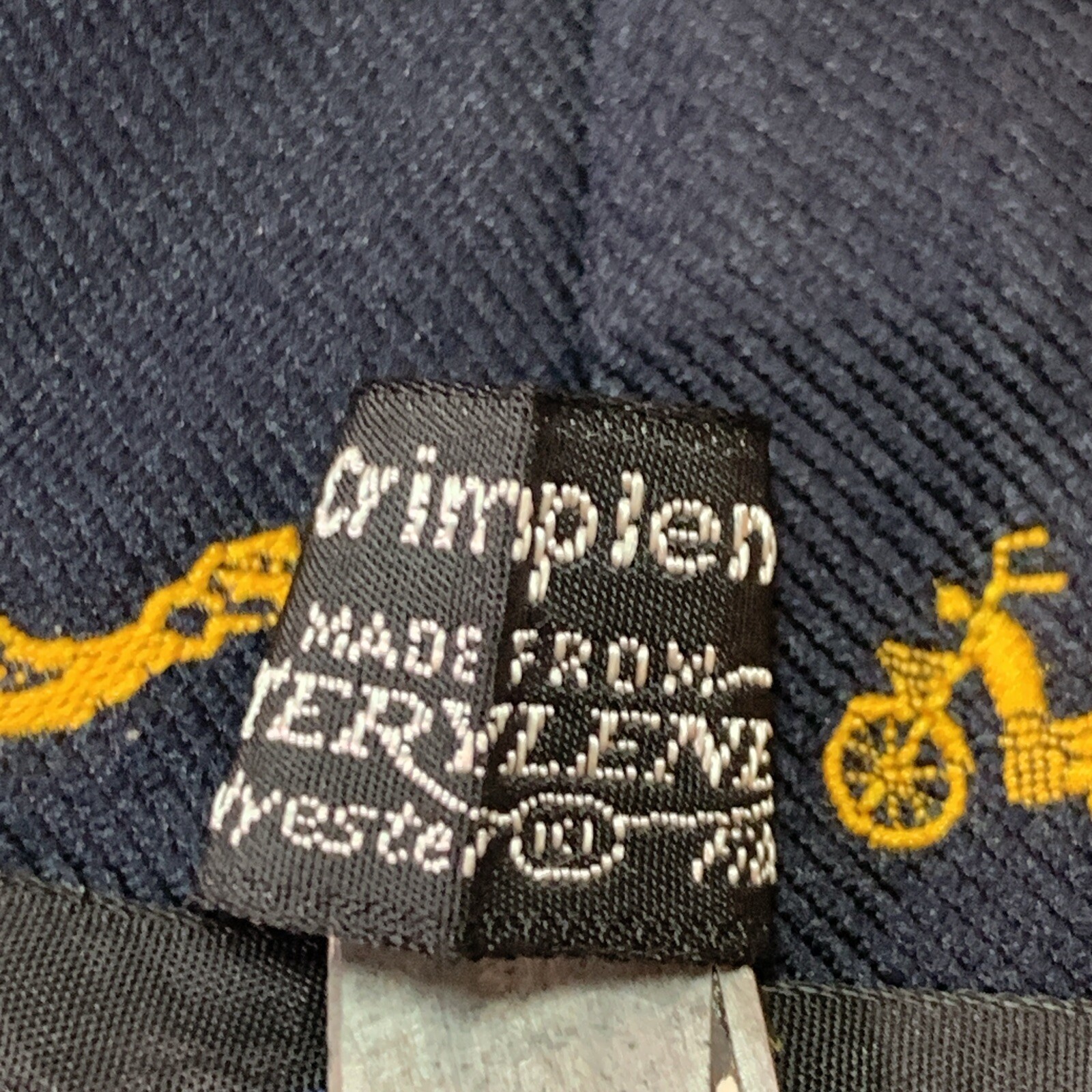 Vintage Bermuda Scooter Map Necktie Dark Navy Blue Gold A S Cooper 3 3/4” Wide