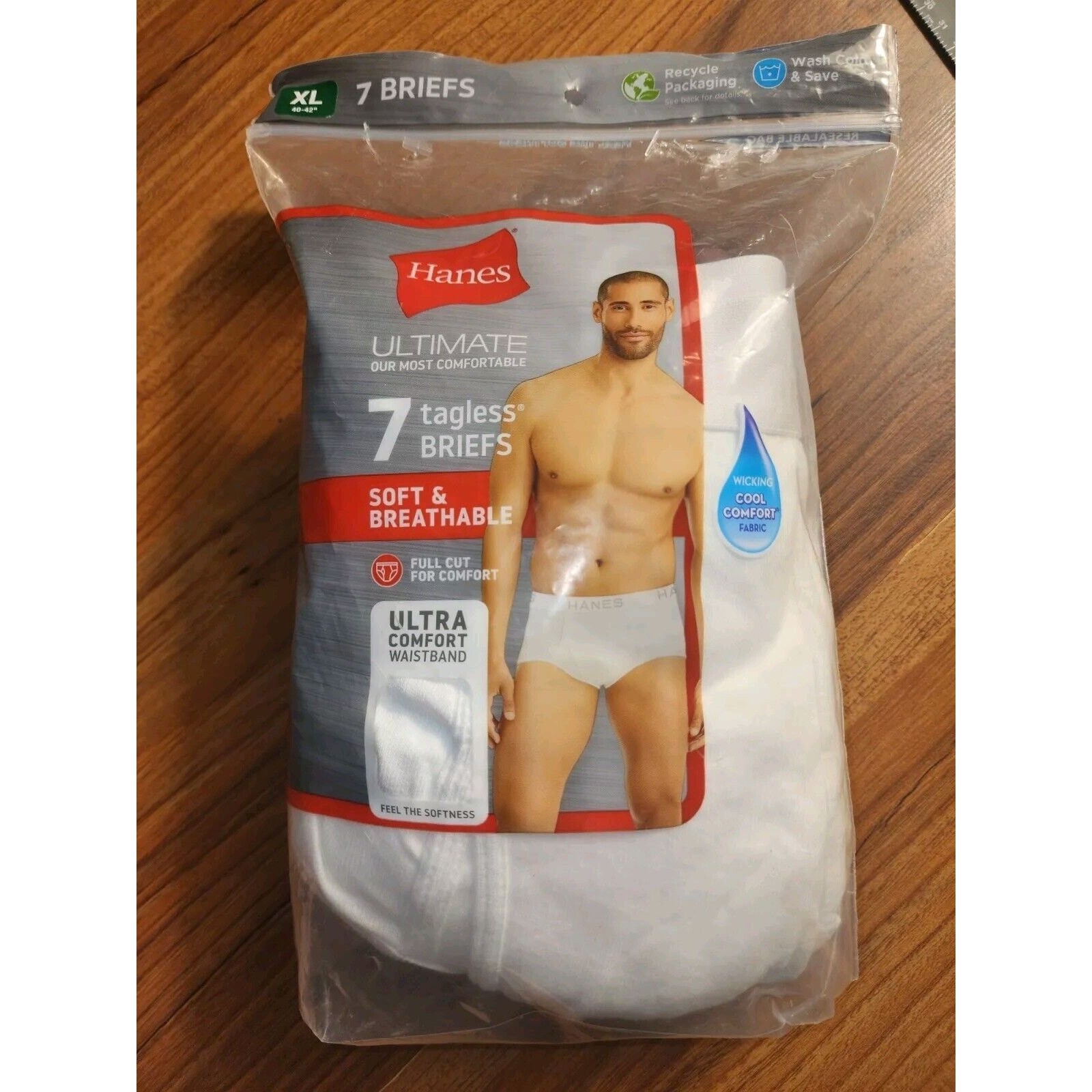 Hanes Briefs 5-Pack Men’s Tagless Underwear White ComfortSoft Waistband Sz XL