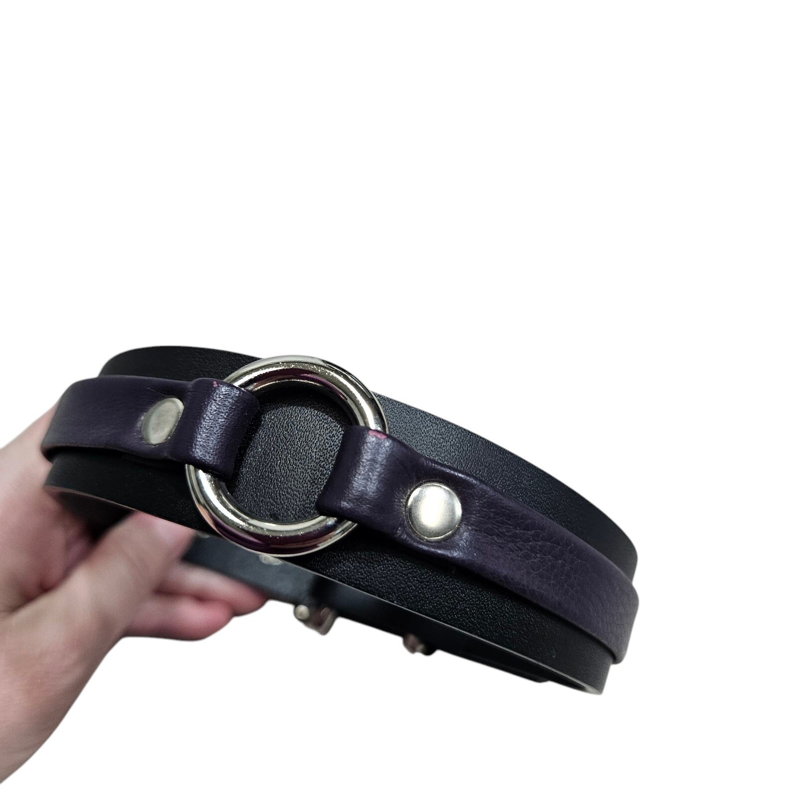 Funk Plus Choker Collar Buckle O-Ring Studded Black Purple Men’s