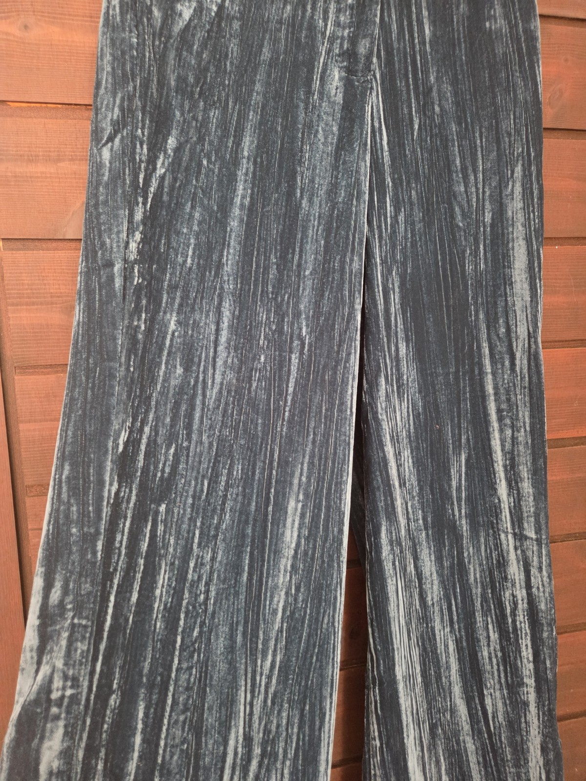Medicine Everyday Therapy Teal Blue Crushed Velvet Wide Leg Trousers