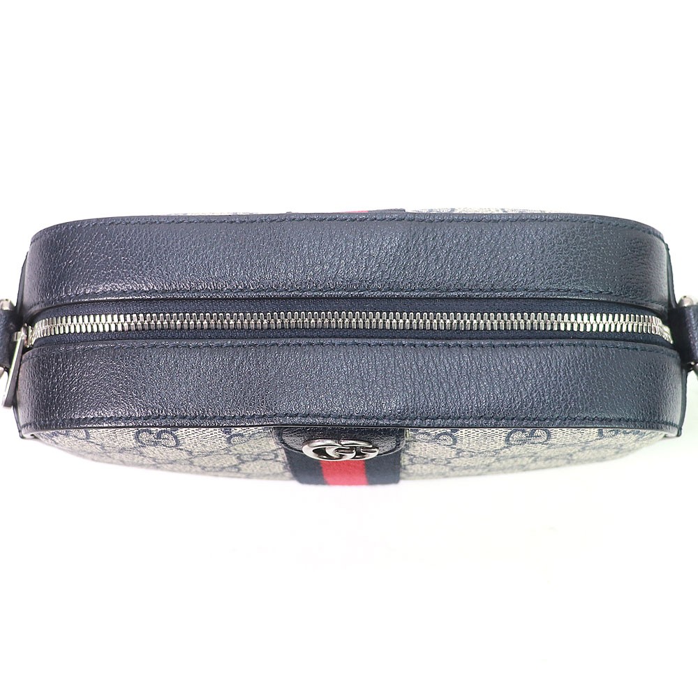 GUCCI Ophidia GG Small Shoulder Bag GG Supreme Canvas Navy Leather