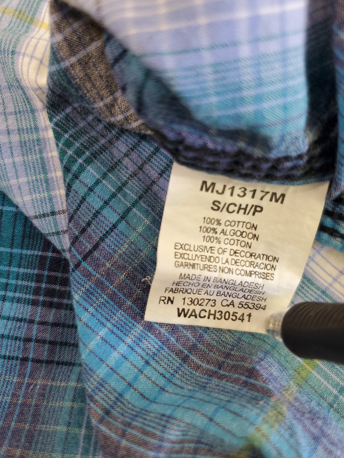 Wrangler 20x Pearl Snap Shirt Mens Size Small Plaid Blue Western 100% Cotton