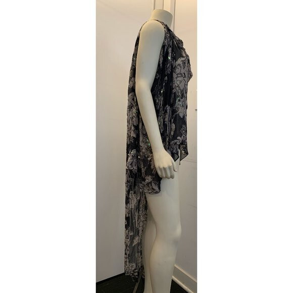 ALLSAINTS Draconis Embelished Silk Blouse Tunic Grey/Taupe UK 12 (US 8) NWT $218