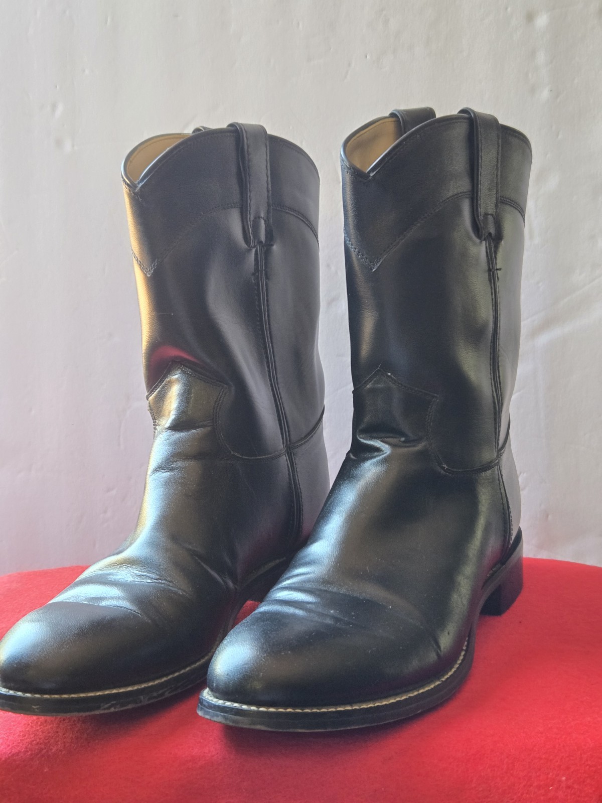 Justin 75446/3702 Black Leather Roper Western Boots Women’s 5.5 D Made In Mexico