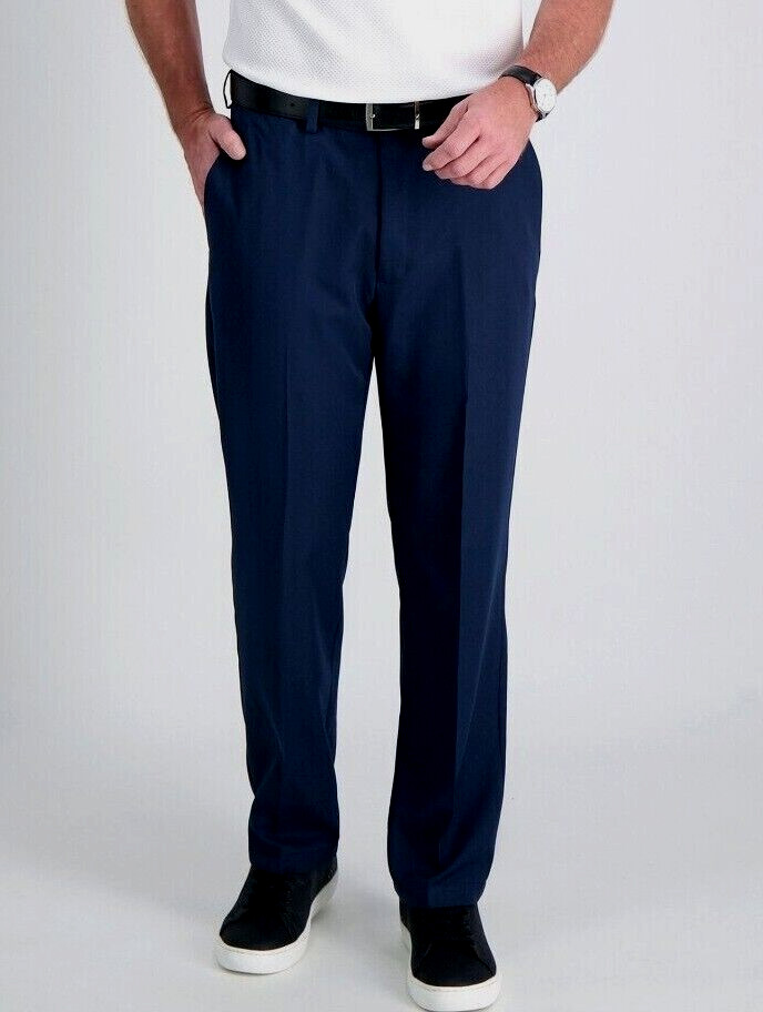 Haggar Cool 18 PRO Classic Fit Flat Front Navy Pants 4 Way Stretch Men’s sizes