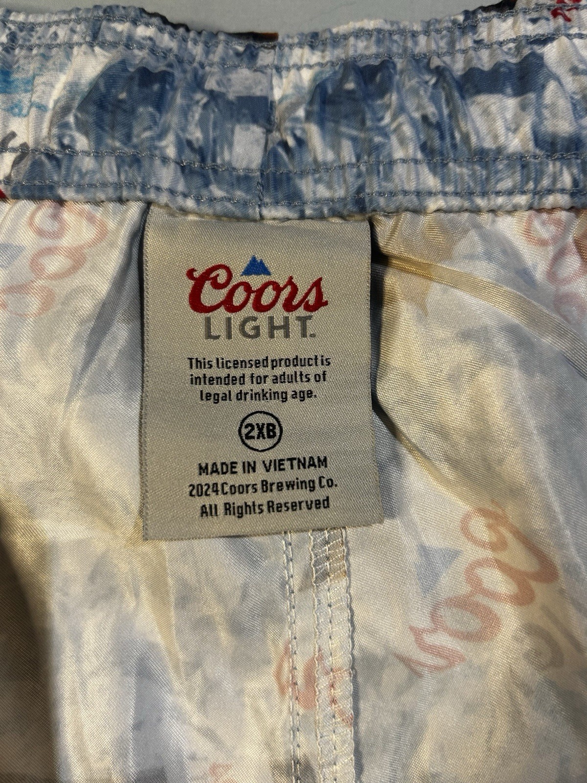 Coors Light Men’s Swim Shorts Trunks 2XB Big & Tall Blue Beer Bottle No lining