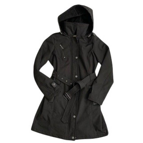 Michael Michael Kors Black Softshell Belted Trench Coat Hooded Women’s Small