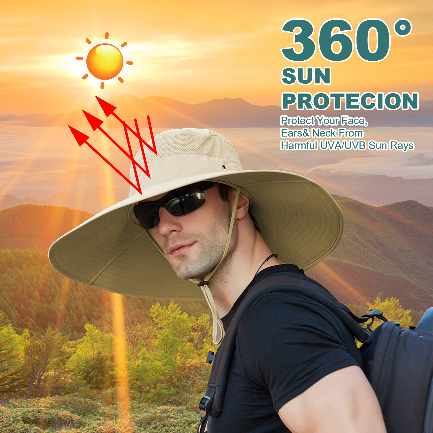 Sun Hat for Men – Waterproof UPF 50+ Wide Brim Bucket Hat, Packable for Travel
