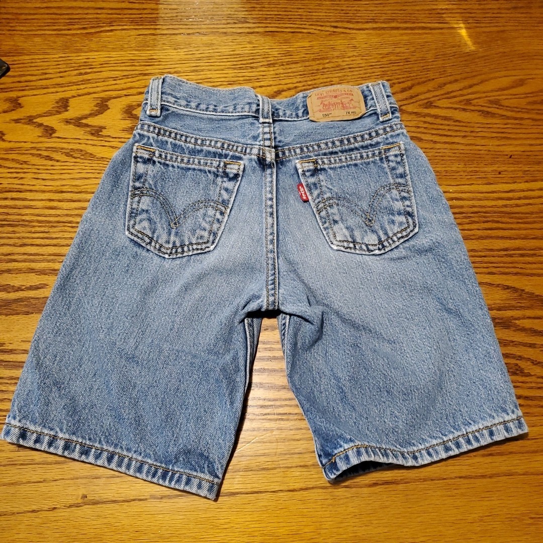 Vintage Levi’s 550 Blue Denim Jean Shorts 7X Reg Kids Red Tab Vintage