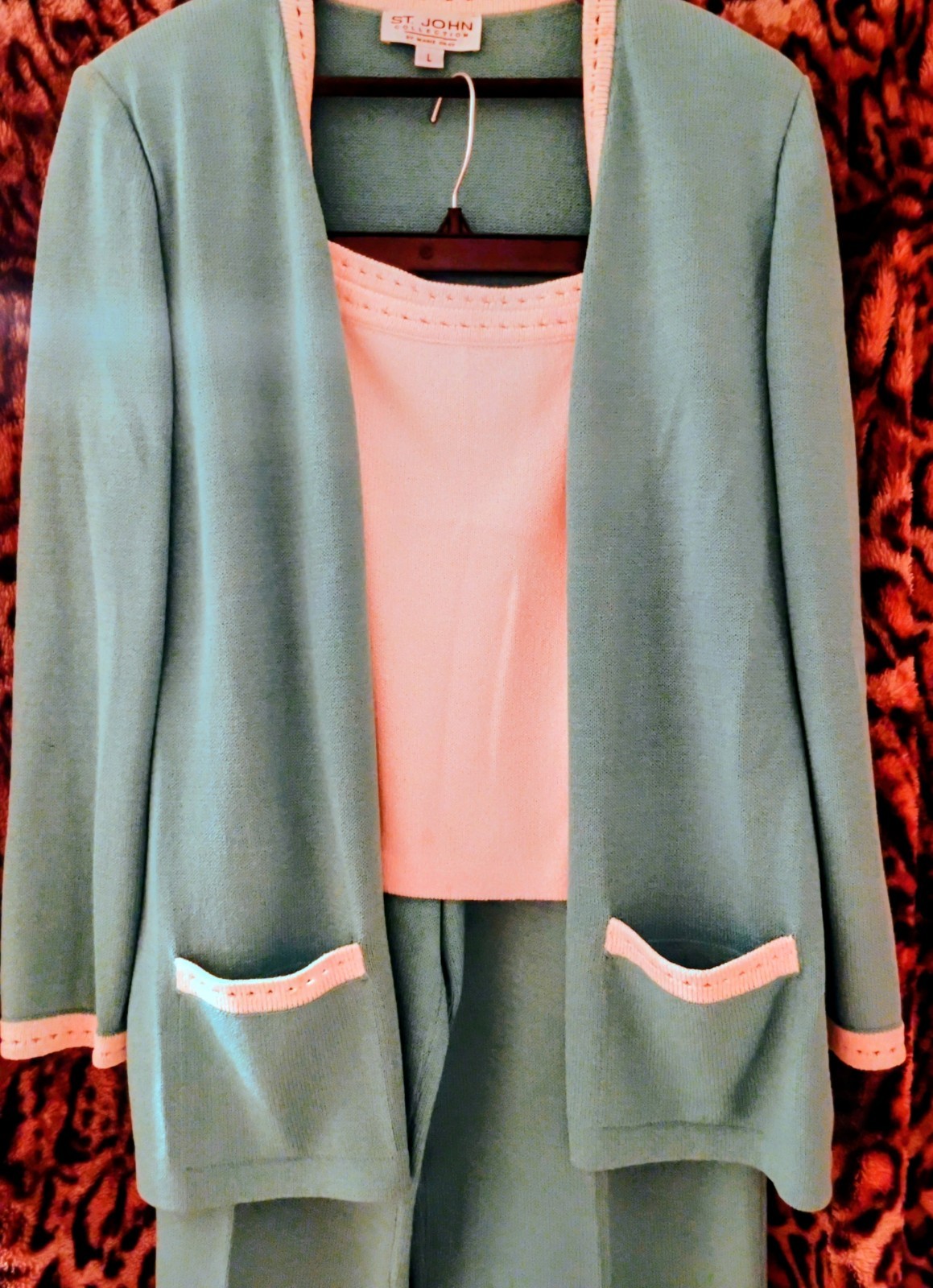 ST. JOHN EVENING by Marie Gray 3- Piece Turquoise KNIT, Sz. 16/Large – GORGEOUS!