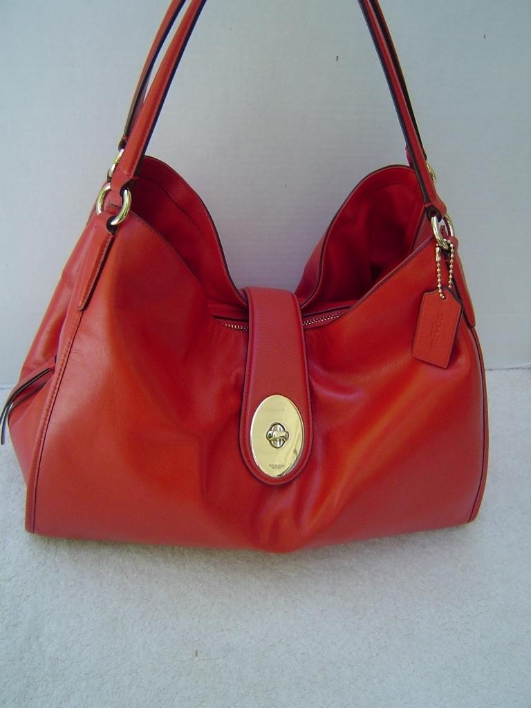 AUTHENTIC COACH VERMILLION SMOOTH LEATHER CARLYLE SHOULDER BAG #37637