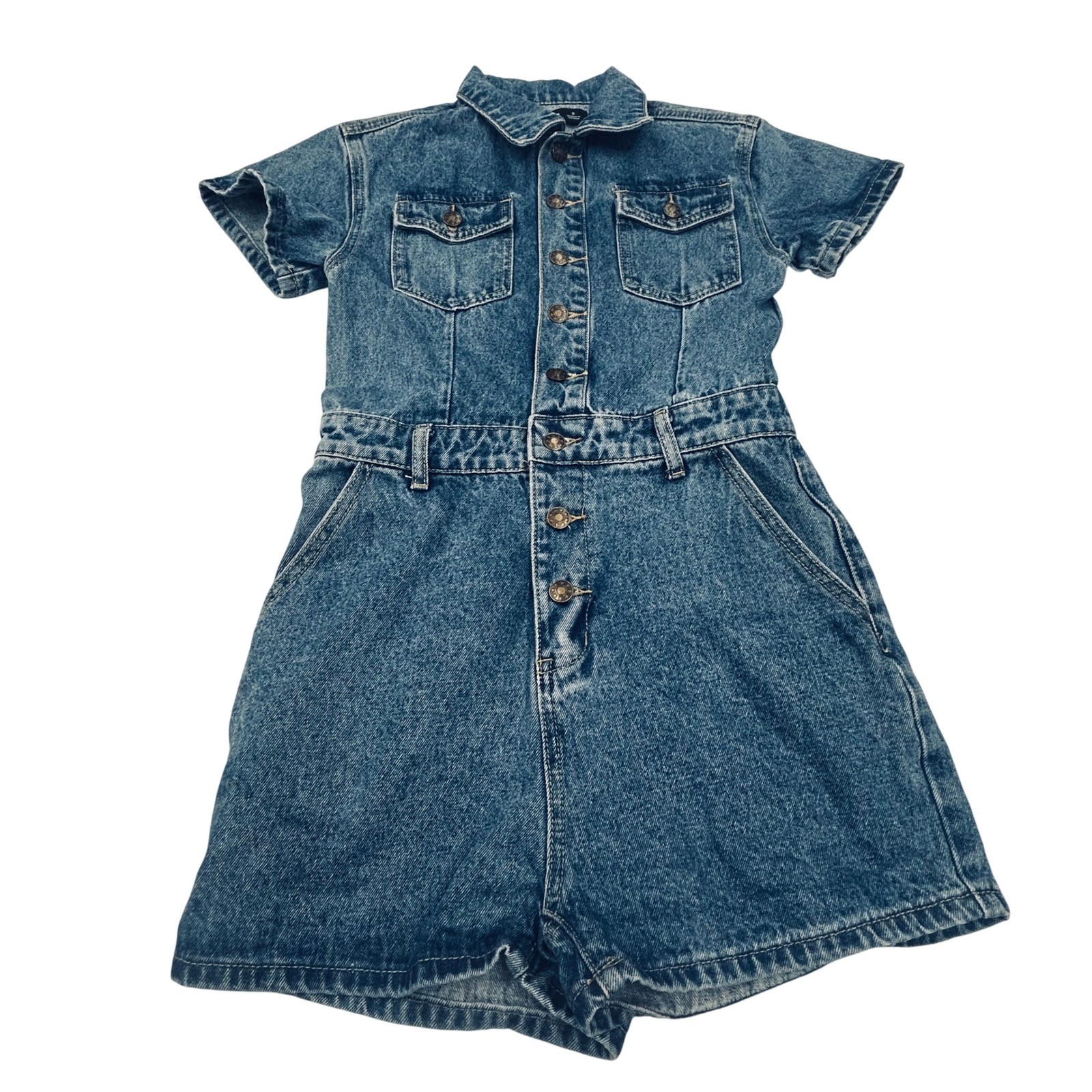 Lioness U Know Whats Up Denim Romper Womens S Blue Utility Button Front Playsuit