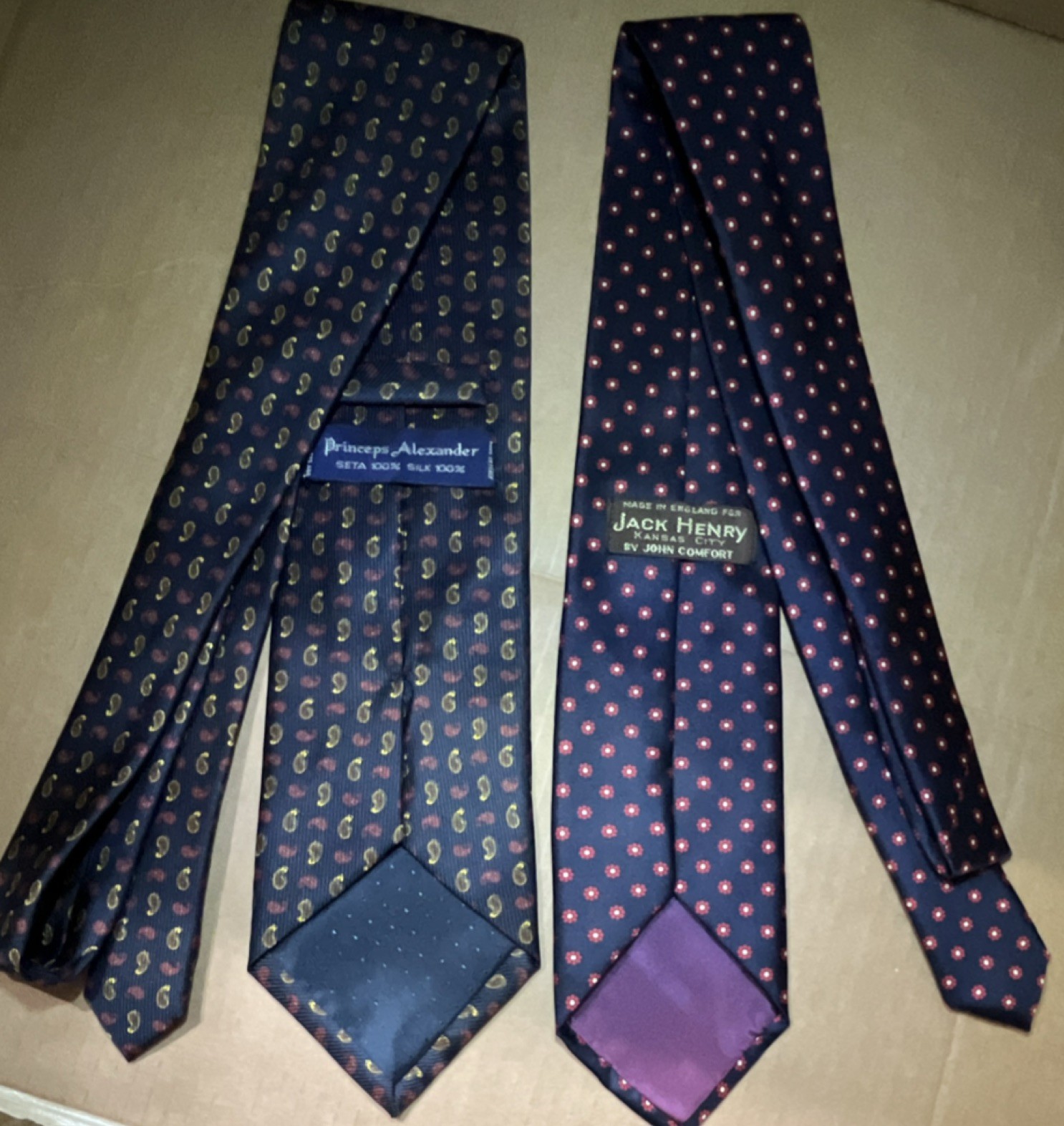 Princeps Alexander & Jack Henry Men’s Silk Tie Lot 2pc Paisley Geometric