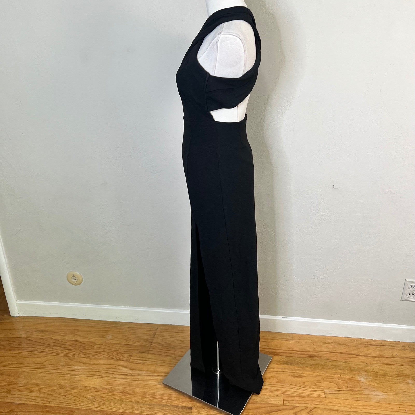 Lulus Black Crisscross Halter Neck Cutout Back Maxi Dress High Slit XS