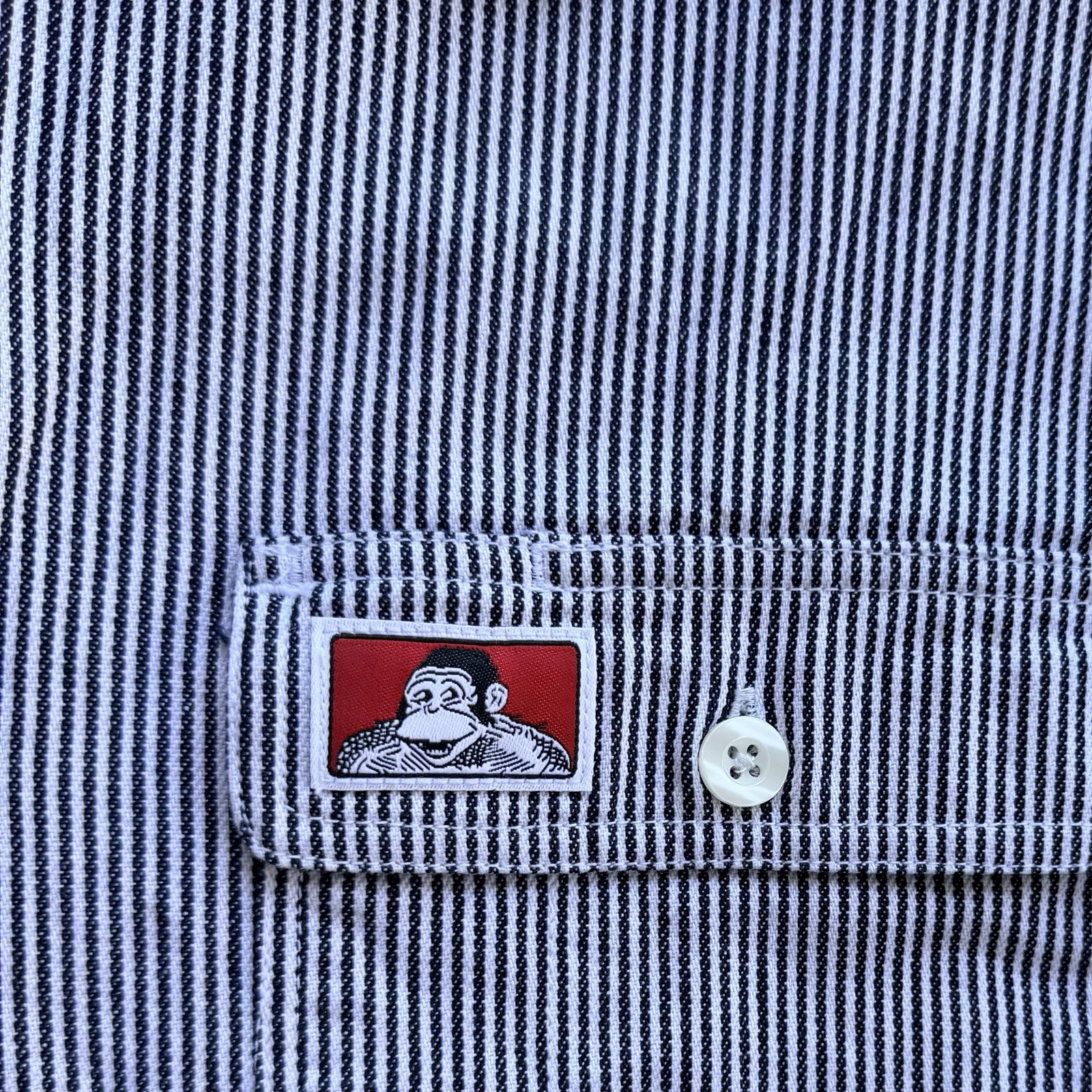 Vintage Ben Davis 1/2 Zip Shirt Long Sleeve Hickory Stripe Conductor Size Medium